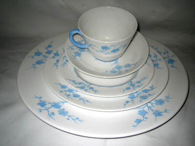 Spode Blanche de Chine Geisha Light Blue dinner salad bread cup and saucer MORE