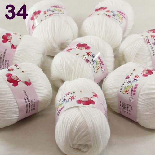 8skeinsx50g Bebé Lana de Seda de Cachemira Niños Hilo de Tejer a Mano 1834 Blanco - Imagen 4 de 24