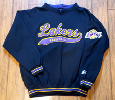 Los Angeles Lakers Basketball Starter Sweatshirt Vintage XL Black Side Pockets