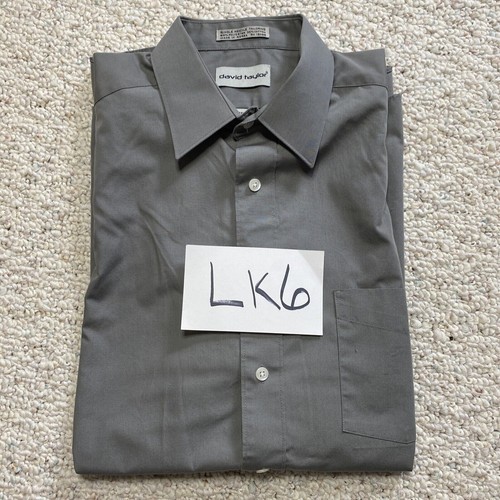 David Taylor Mens Dress Shirt sz 16 Gray Short Sleeve Pocket Casual Career - Picture 12 of 13