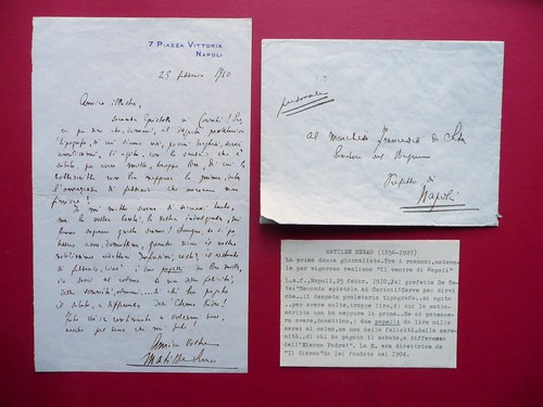 Autografo Matilde Serao Lettera Prefetto De Seta Napoli 1910 Debiti il Mattino
