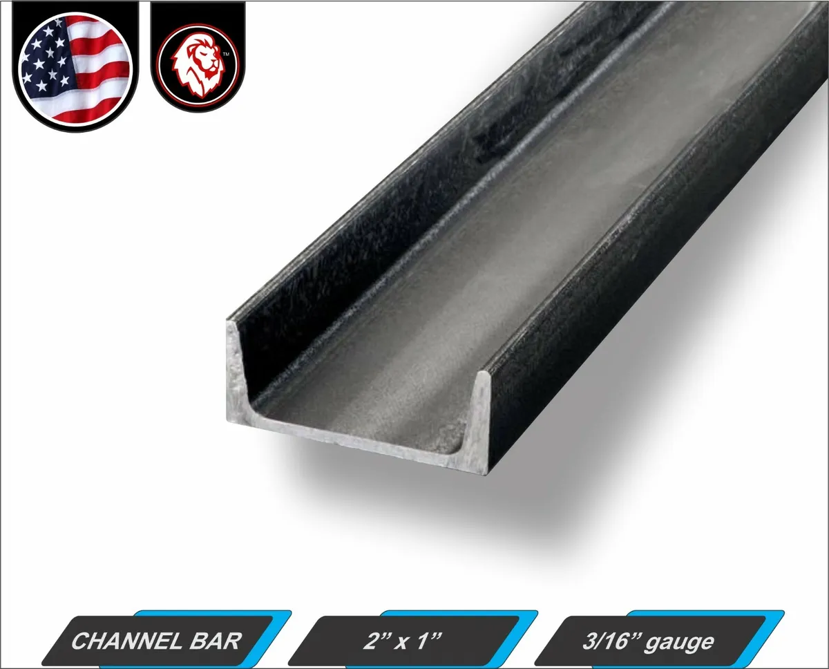 2 x 1 Channel Metal Bar - 3/16 gauge - Mild Steel - 24 inch Long (2-ft)