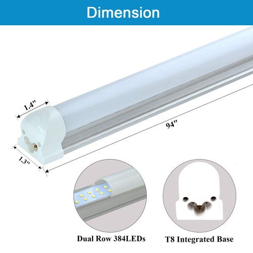 T8 LED Tube Light Bulbs 2FT 4FT 6FT 8FT Integrated LED Shop Light Fixture Garage - Picture 7 of 29
