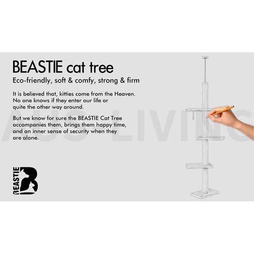 BEASTIE Cat Tree Scratching Post Scratcher Tower Condo House Grey 230-286cm - Picture 2 of 12