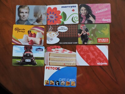 10 VERSCHIEDENE USA/AMERIKANISCHE GESCHENKKARTEN. KEIN WERT SAMMLERSTÜCK LOT 5