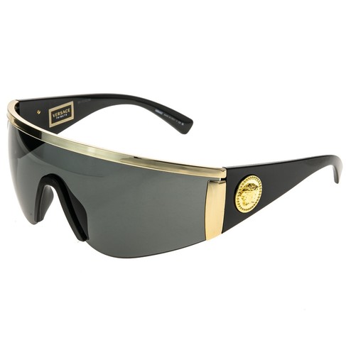 VERSACE TRIBUTE SHIELD Black Gold 2197 VE2197 Unisex Visor Wrap Mask Sunglasses - Picture 8 of 13