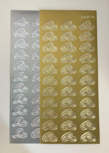 Gold/Silver Peel Offs TWO sheets Wording phrases, rings Card Making Scrapbooking - Picture 15 of 15
