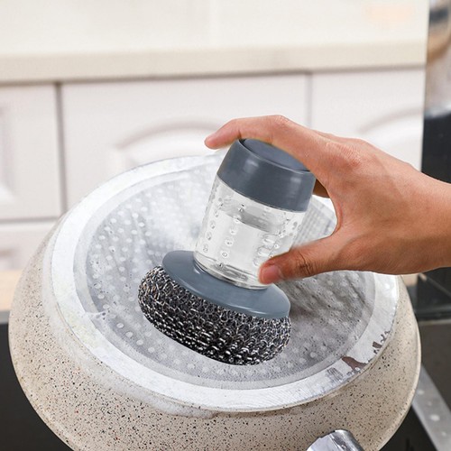Soap Dispensing Palm Brush Dishwashing Scrub Brush For Dish Pot Pan Sink - Picture 7 of 12