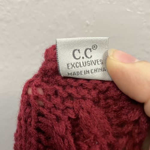 C.C Cable Knit Soft Warm Neck Infinity Scarf 13.5" Wide Dark Red - Picture 7 of 7