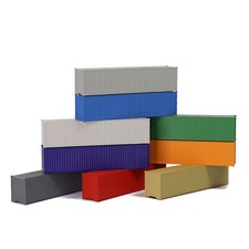 9pcs Mixed Colors N Scale 1:160 40ft Blank Shipping Container 40' Cargo Box