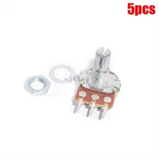 5Pcs 5K Ohm B5K Knurled Shaft Linear Rotary Taper Potentiometer New Ic cc