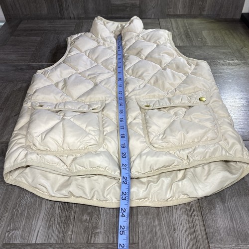 Woolrich Puffer Vest Women’s Small Beige Duck Down Full Zip Quilted Pockets - Picture 3 of 7