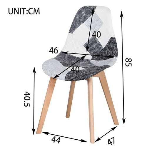 Pack 4 Sillas de Comedor Silla Diseño Nórdico Piernas de Madera Patchwork Gris - Imagen 8 de 11