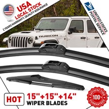 Front + Rear Wiper Blades Set fits Jeep Wrangler 2000-2022 Windshield