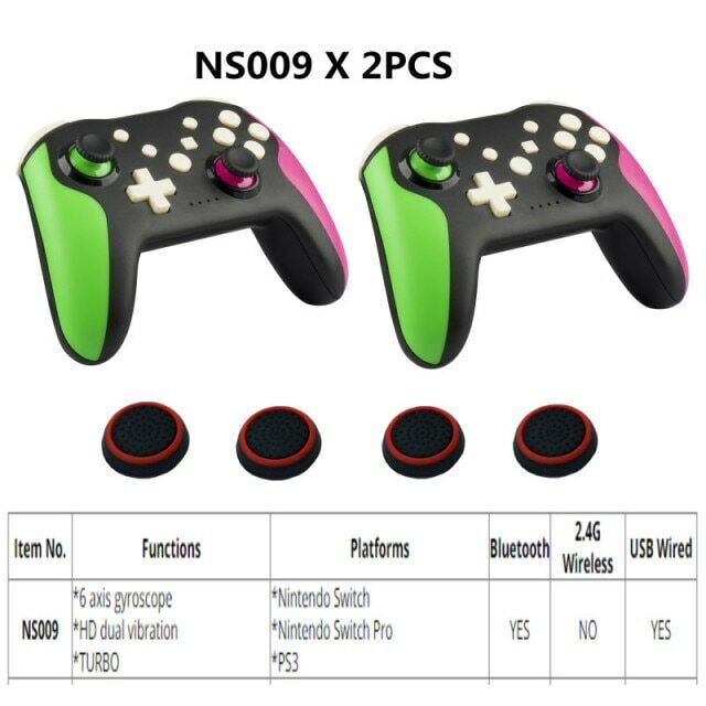 2PCS Bluetooth 2.4G Wireless Controller For Nintendo Switch Pro PC