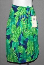 VTG Jantzen Bright Tropical Palm Fronds Leaves Sarong Wrap Skirt Wm's M NWT USA