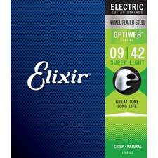 Elixir 19002 Optiweb Nickel Plated Steel Guitar Strings Super Light 9-42
