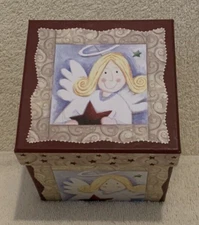 Crystal Creative Products ANGEL w/STAR Gift / Storage Box 4x4x4 - EUC
