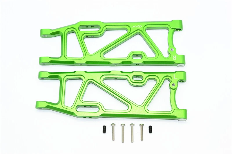 Brazos inferiores traseros de aluminio GPM para ARRMA 1/8 Kraton Outcast Notorious Big Rock 6S Foto 3 de 4