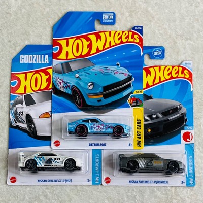(3) Nissan Skyline Godzilla GTR32, BCNR33 & Datsun 240Z Hot Wheels Cars 2023-25