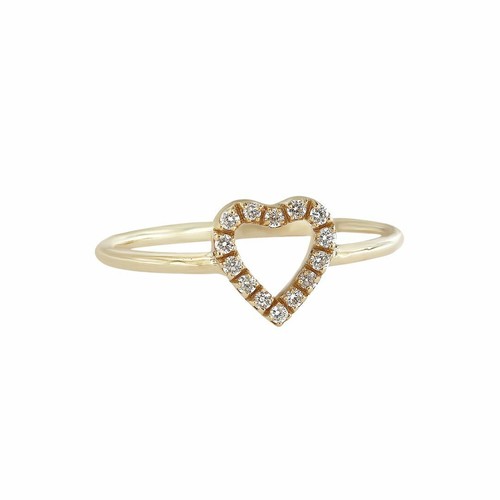 14K Gold 0.07 CT Pave VS/F-G Diamond VS Clarity Heart Ring - Heart / LOVE - Picture 3 of 3