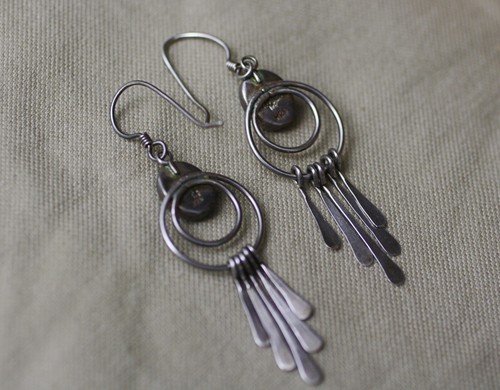 Vintage Native American Sterling Silver Turquoise Earrings - Picture 4 of 6