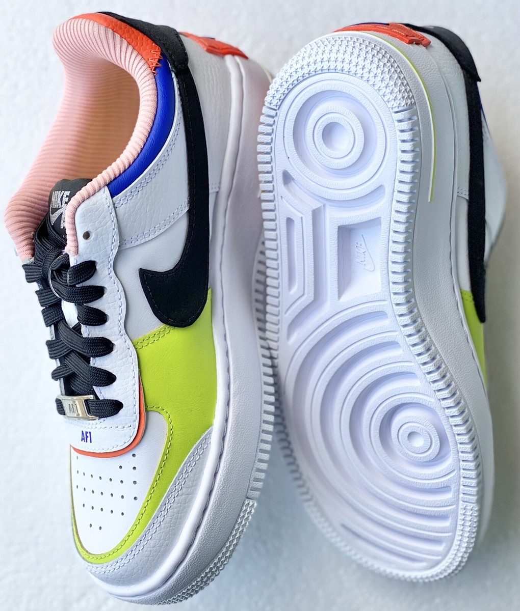 靴 Nike Air Force 1 WHITE-BLACK-RACER BLUE Air Force 1 Custom White Shoes 