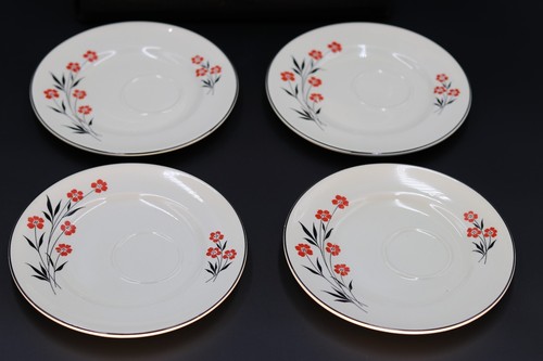 Vintage 1930er Mittagessen Snack Teller mit Tasse 4er Set - Edwin M. Knowles Co. - Bild 4 von 8