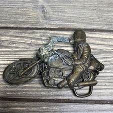 Vintage Metal Belt Buckle Motorcycle With Rider 3  