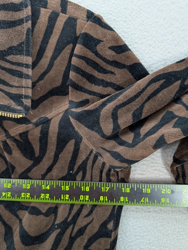 Style & Co Sport Jacket Women's Small Velour Zebra Animal Print Full Zip Y2K - Picture 5 of 9