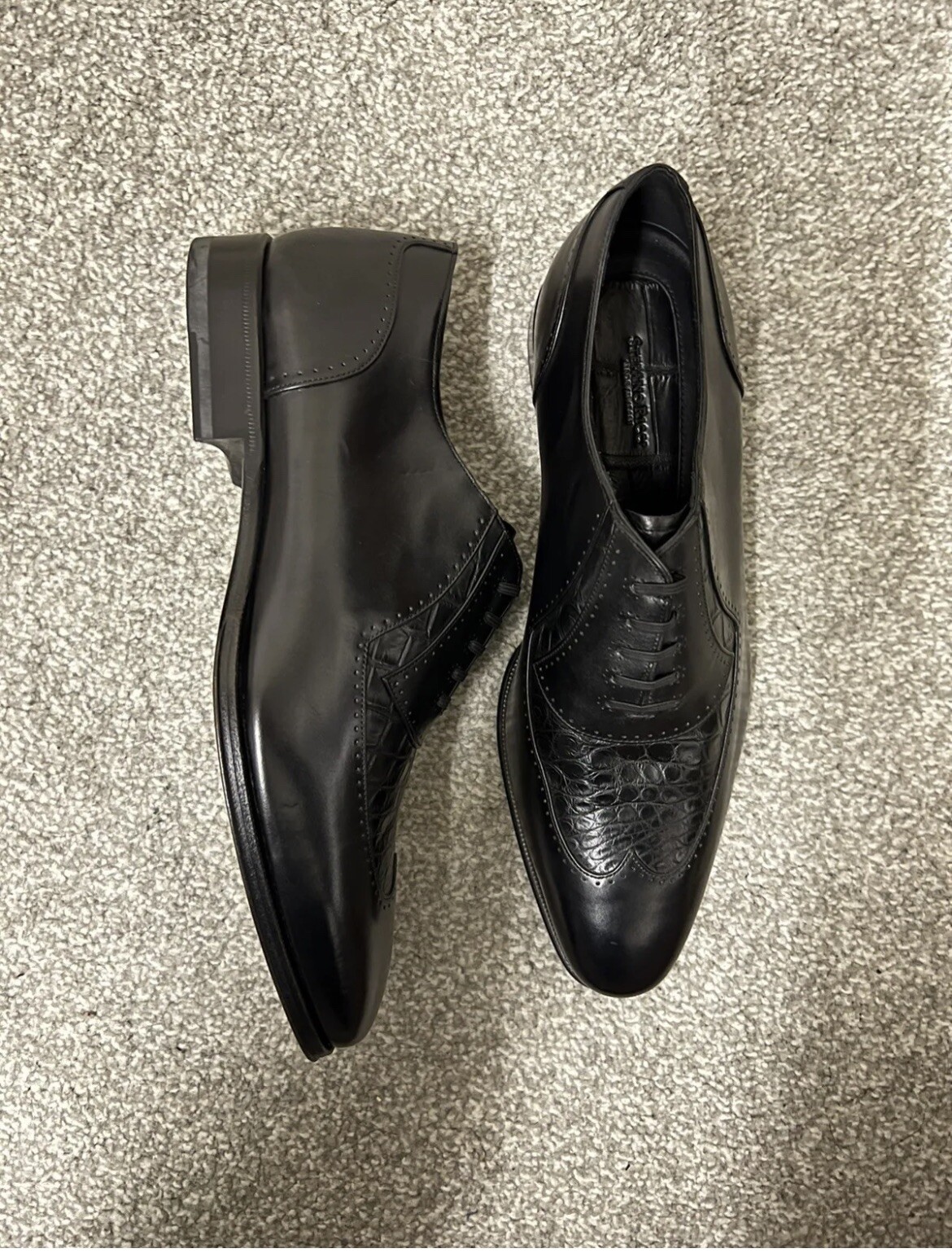 STEFANO RICCI Black Crocodile Leather Trim Oxford Shoes UK 7 RRP £1600. 💯percent Org image 5