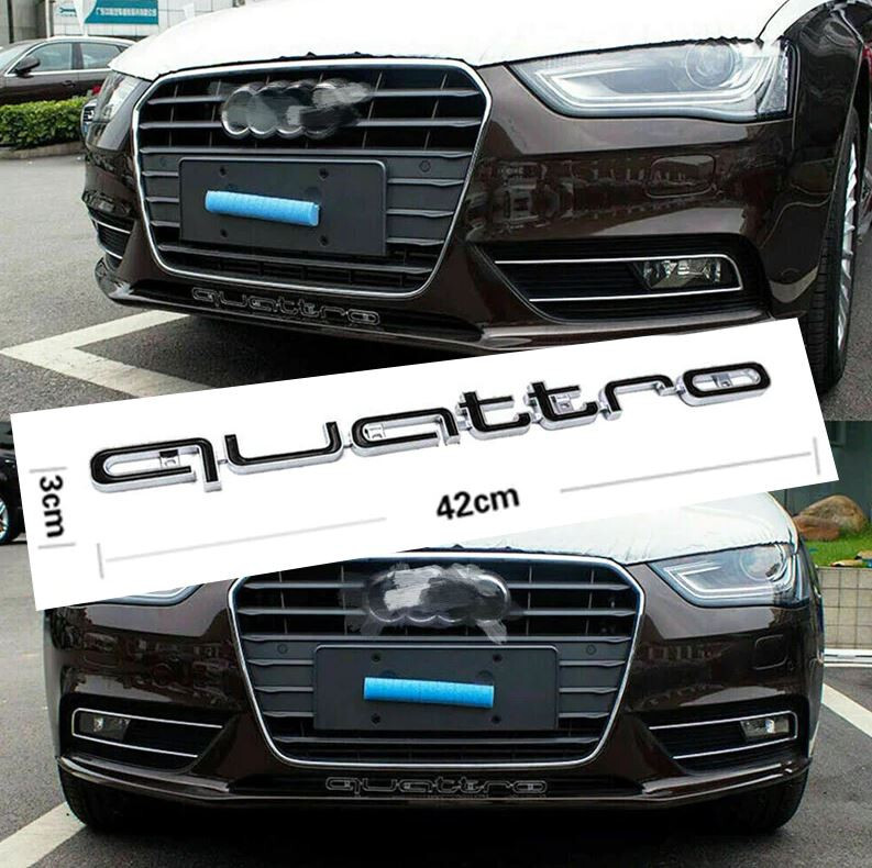 For Audi Quattro Front Lower Grille Emblem Hood Badge Decal