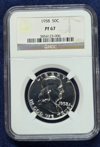 1958 PF67 Franklin Silver Half Dollar 90% Silver  NGC Graded Proof Coin