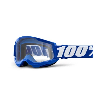 100% Strata 2 Goggle Blue Clear Lens Off-Road Motorcycle Motocross Goggles