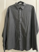 Express 1MX Fitted Long Sleeve Button Up Charcoal Slate Gray Shirt XL 17 17.5