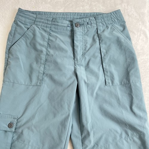 Patagonia Cargo Capri Pants Women 4 Gray Blue Straight Leg Tie Lightweight - Picture 2 of 16