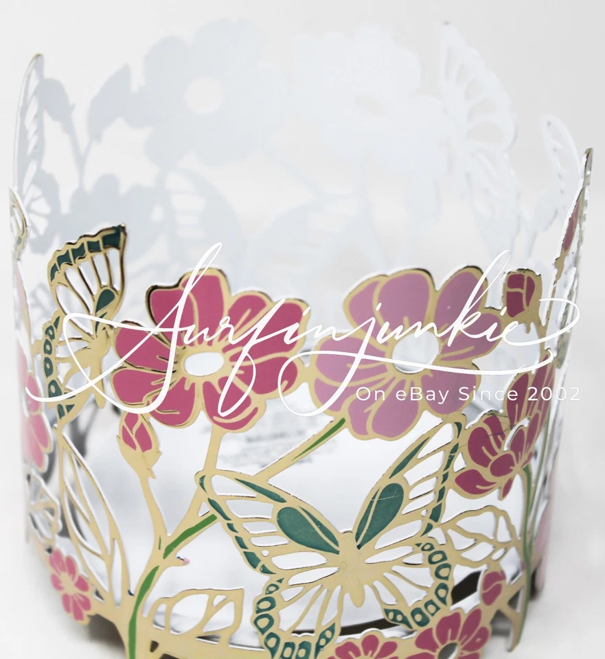 Bath & Body Works Rosa Flores Mariposa Candelabro Manga Metal Pedestal Nuevo Foto 2 de 3