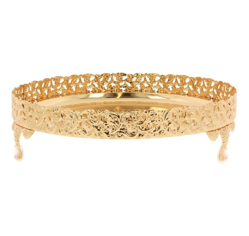 Vassoio da portata oro grande piatto decorativo rotondo argento vassoio Paandan - Foto 13 di 20