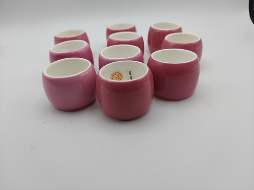 VTG Bone China Dusty Rose 80's Napkin Rings set of 10, preowned, w/ original tag - Picture 3 of 3