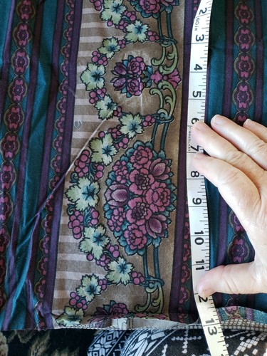 Vintage Sewing Fabric RJR 20X45" Floral Stripe Purple Teal Taupe Cotton Art Deco - Picture 4 of 5