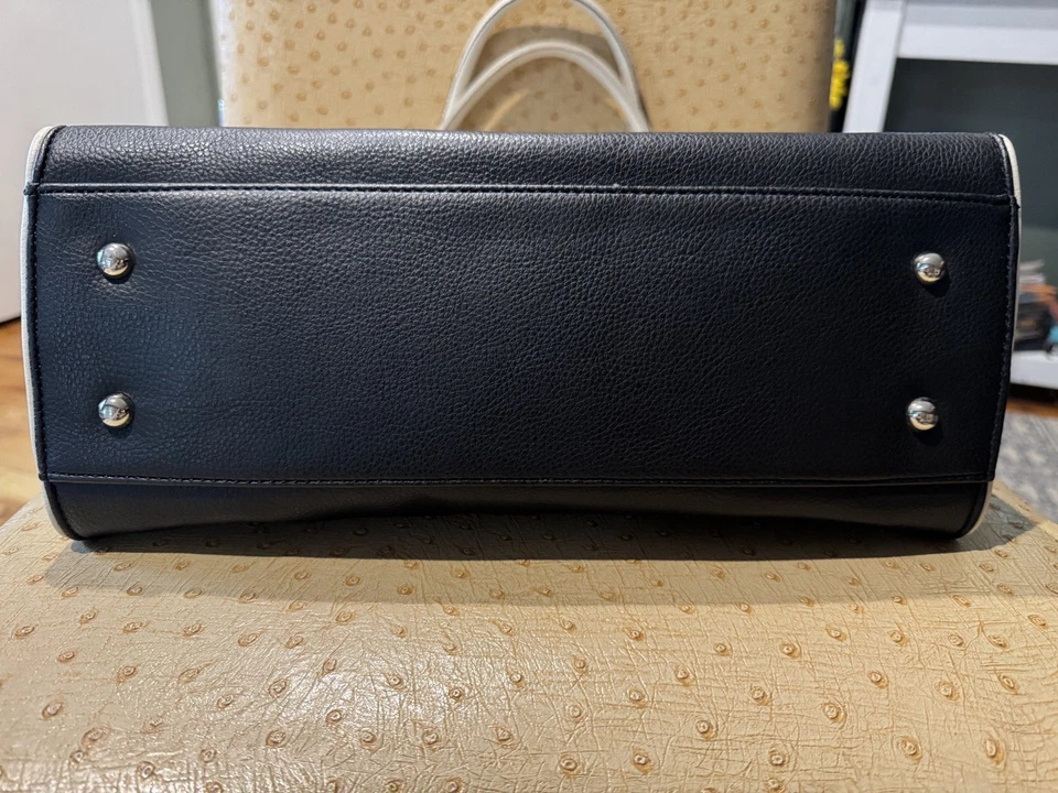 Bolsa tote de ombro TOD’S preta e branca couro pebble grande bolsa de mão ECU - Imagem 2 de 4