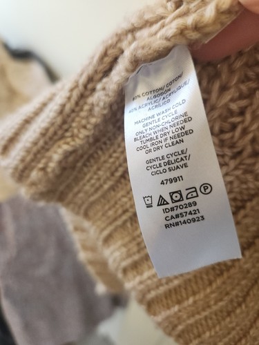 Lou & Grey Sweater M Oversized Cardigan Pockets Beige Cotton Blend - Picture 3 of 4