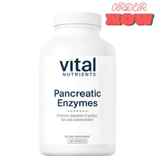 Vital Nutrients Pancreatic Enzymes Digestion Supplement 180 CAP, Exp  AUG, 2027
