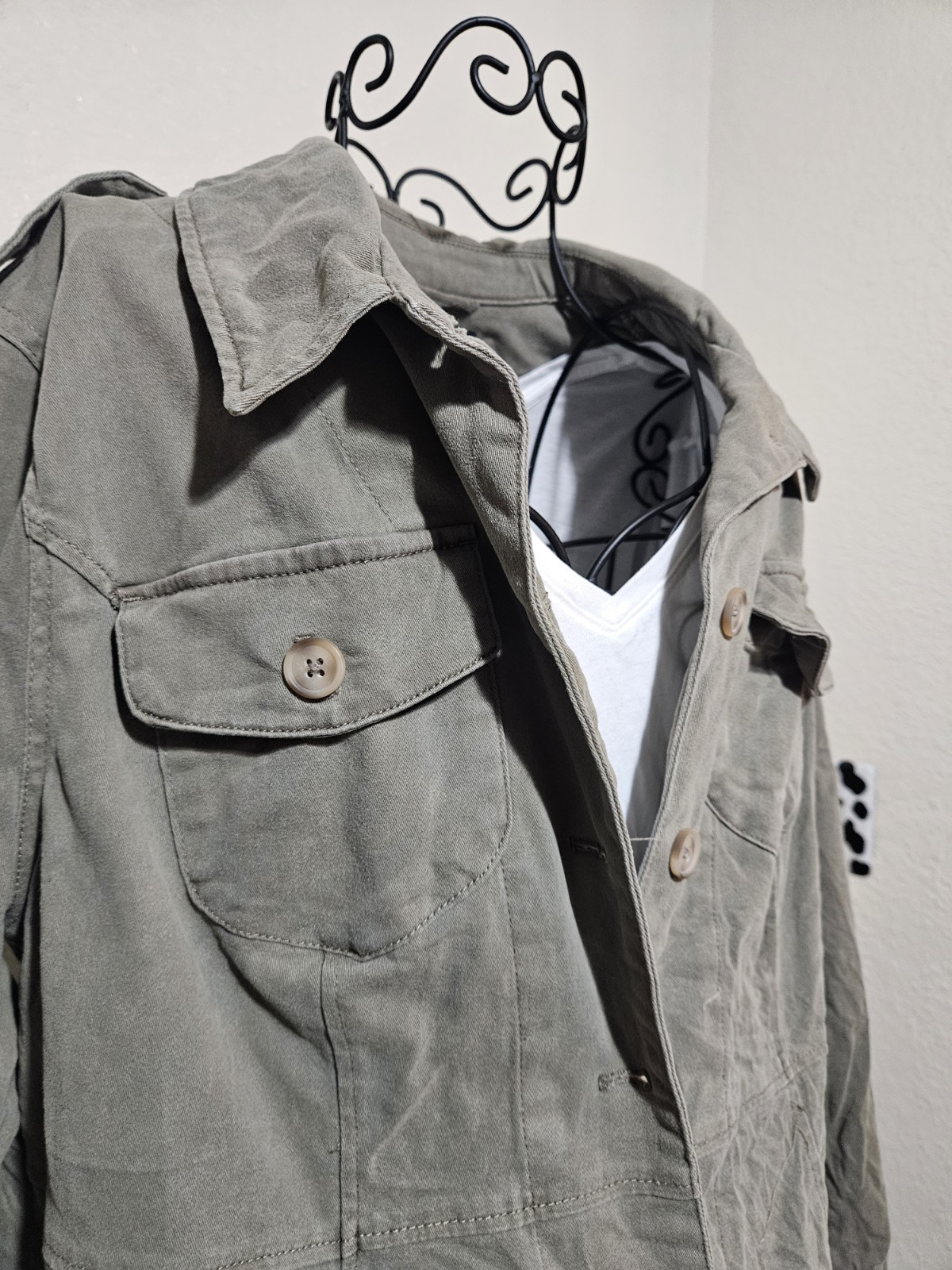 Torrid Olive Button Front Utility Jacket Collared… - image 4