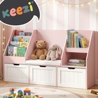 Keezi Kids Bookshelf Storage Organiser Toy Box Drawer Bench Seat Cabinet Pink