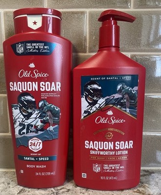 2 Pack Old Spice Saquon Soar Body Wash   24oz + Lotion 16 0z Santal NFL Eagles