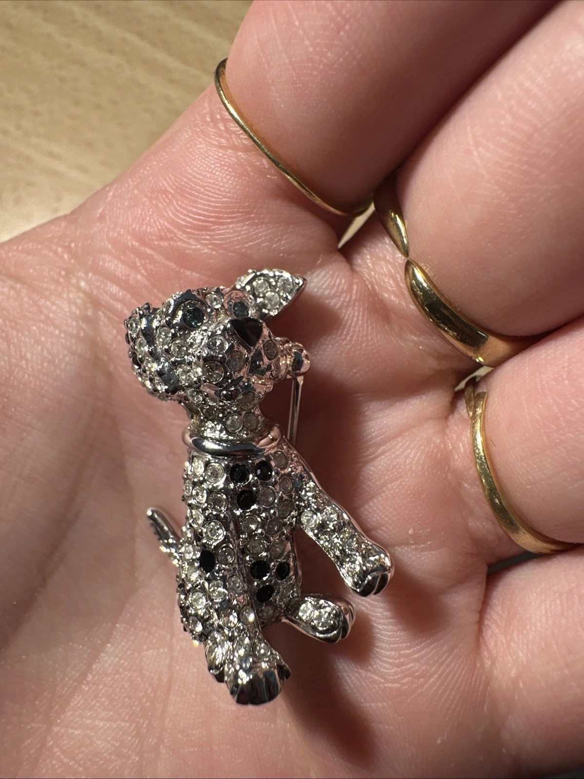 Petite Broche Chien / Dalmatien Strass Bijoux Fantaisie