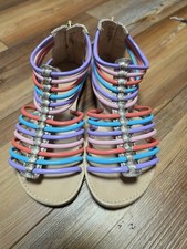 Mix No. 6 Girls Gladiator Sandals Youth 4 PInk Purple Red Teal Gold