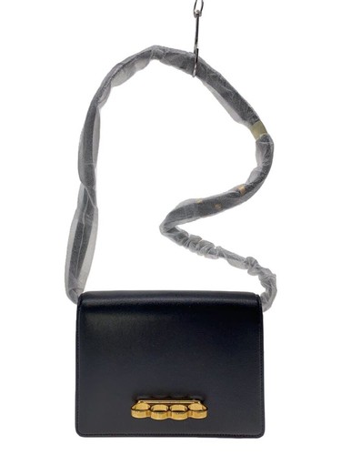 Alexander McQueen Shoulder Bag Leather Black Solid Used