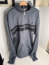Nike Lightweight Full Zip Track Jacket Mens Size L Gray W/ Black Stripe See Pic